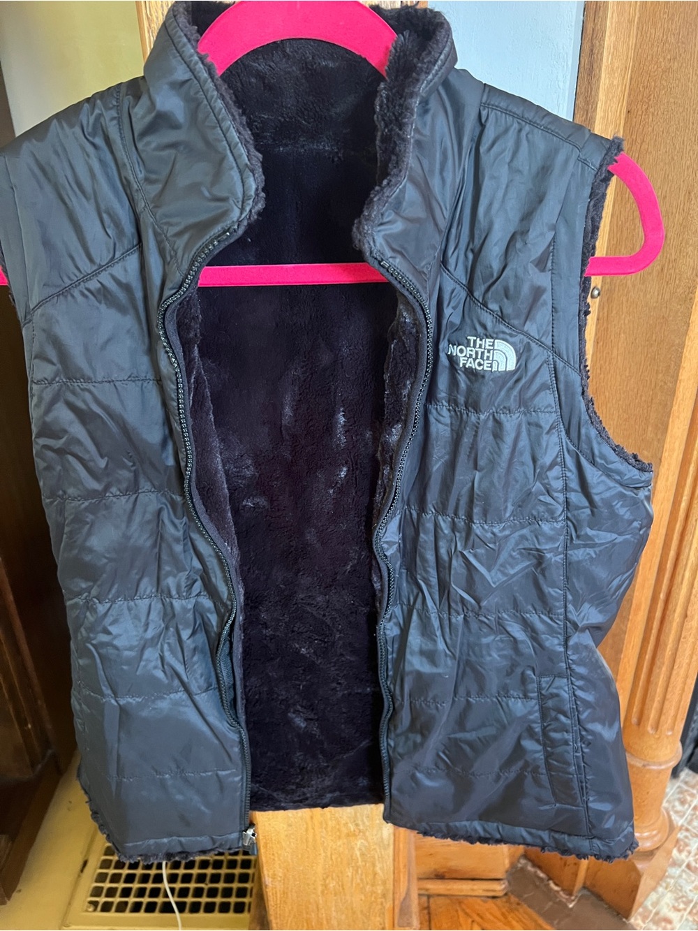 The North Face Black Quilted Fleece-Lined Vest reversible